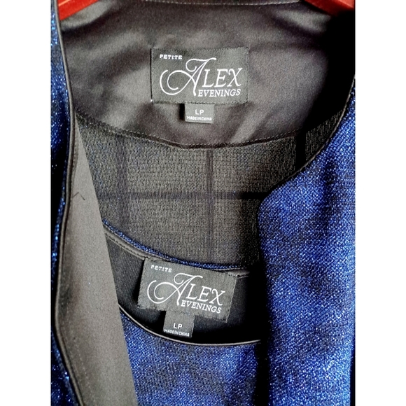 Alex Evenings 1 Button Glitter Twinset - Blk/Royal - Picture 12 of 15